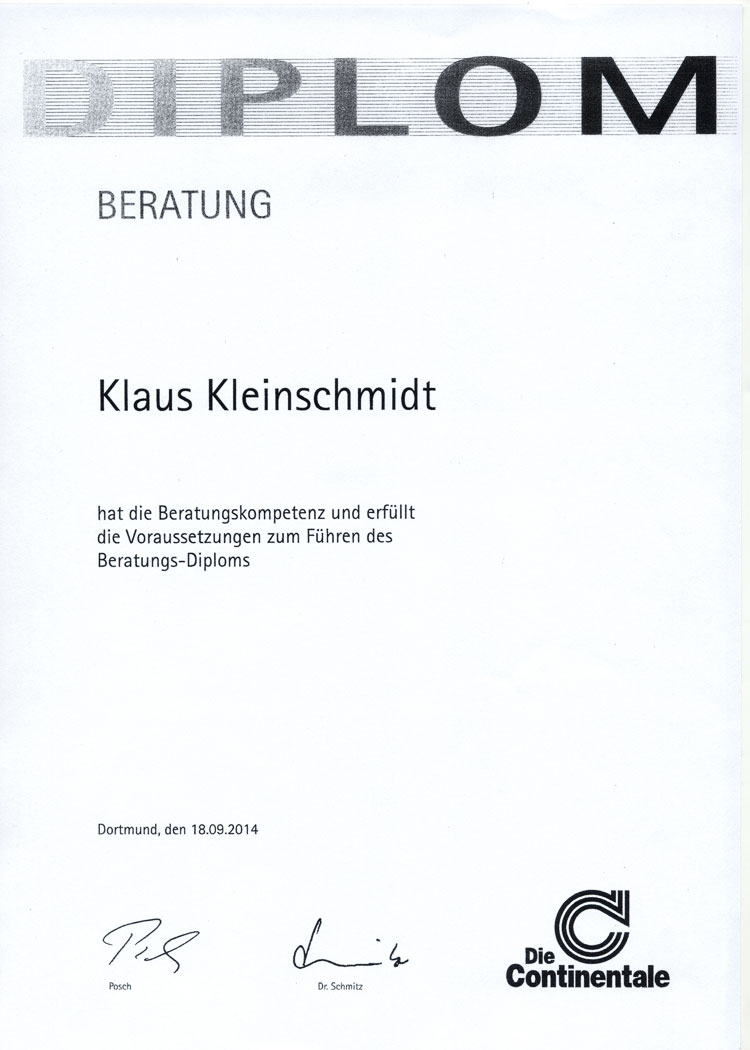 Diplom Beratung Klaus Kleinschmidt