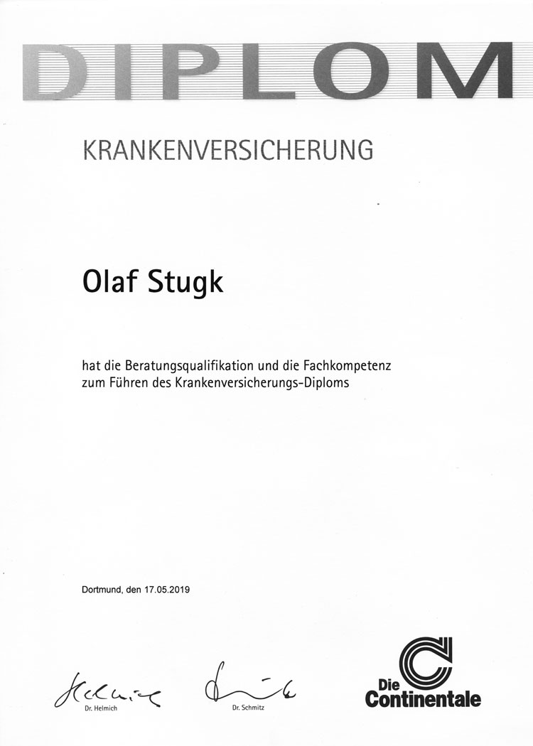 Diplom Krankenversicherung Olaf Stugk
