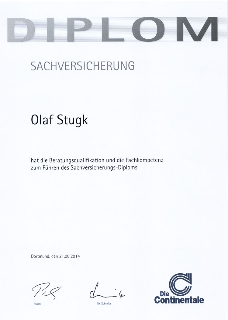 Diplom Sachversicherung Olaf Stugk